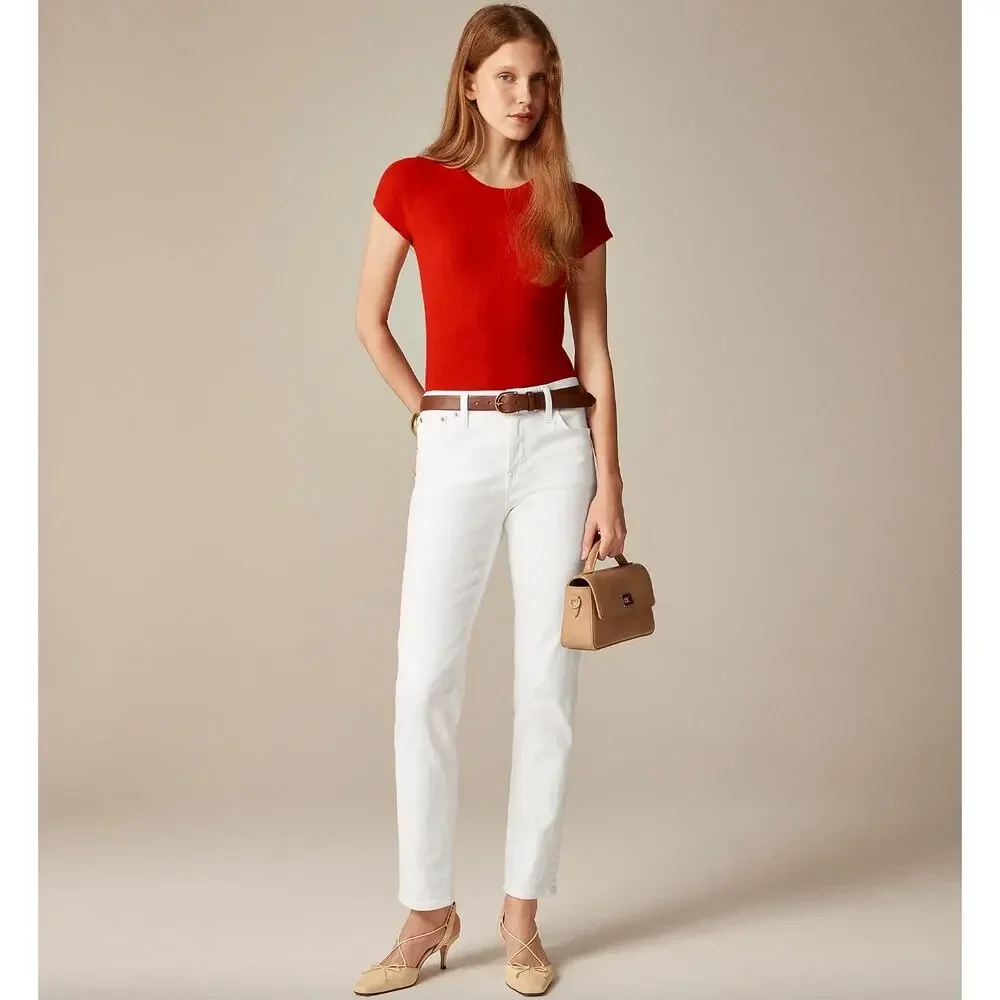 J.Crew Slim Jean White Stretch Denim Mid Rise Classic Preppy Womens US 31 NWT